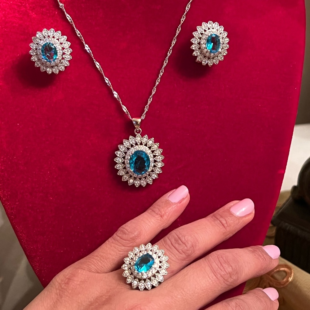 Blue Topaz Fashion jewelry set of 3